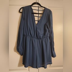 Dark blue open back romper